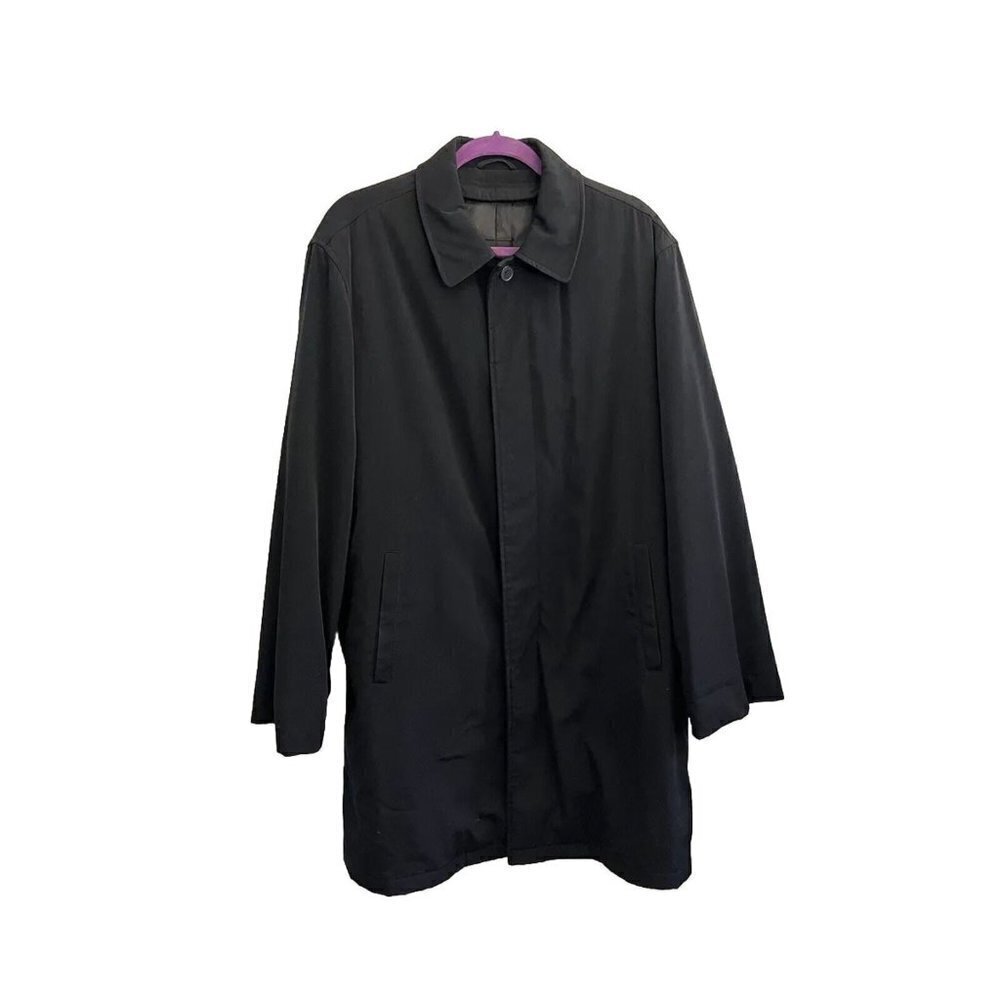 Express men medium double layer removable trench coat black button close pockets